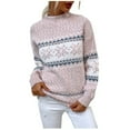 thumbnail image 2 of Women's Knitwear Christmas Snowflakes Half Turtleneck Christmas Sweater, Festive and Warm, Perfect for Holiday Parties and Winter Celebrations,Pink,M, 2 of 6