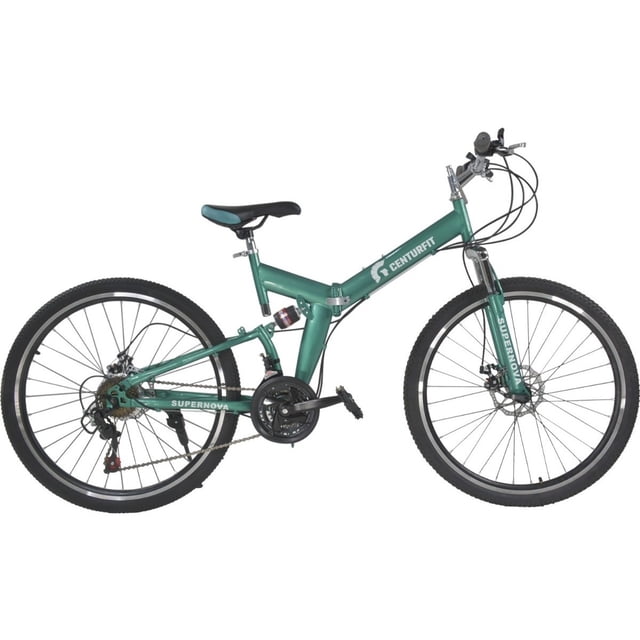 Bicicleta Plegable Centurfit Montaña 21 Velocidades Plegable Freno de Disco Turquesa