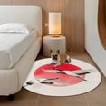 thumbnail image 2 of Vintage Birds Red Sun Round Area Rug 7Ft Washable Circle Rugs for Dorm Laundry Room, Retro Art Animals Non-Slip Carpet Floor Mats Indoor Outdoor Carpet Runner Aesthetic Home Decor, 2 of 8