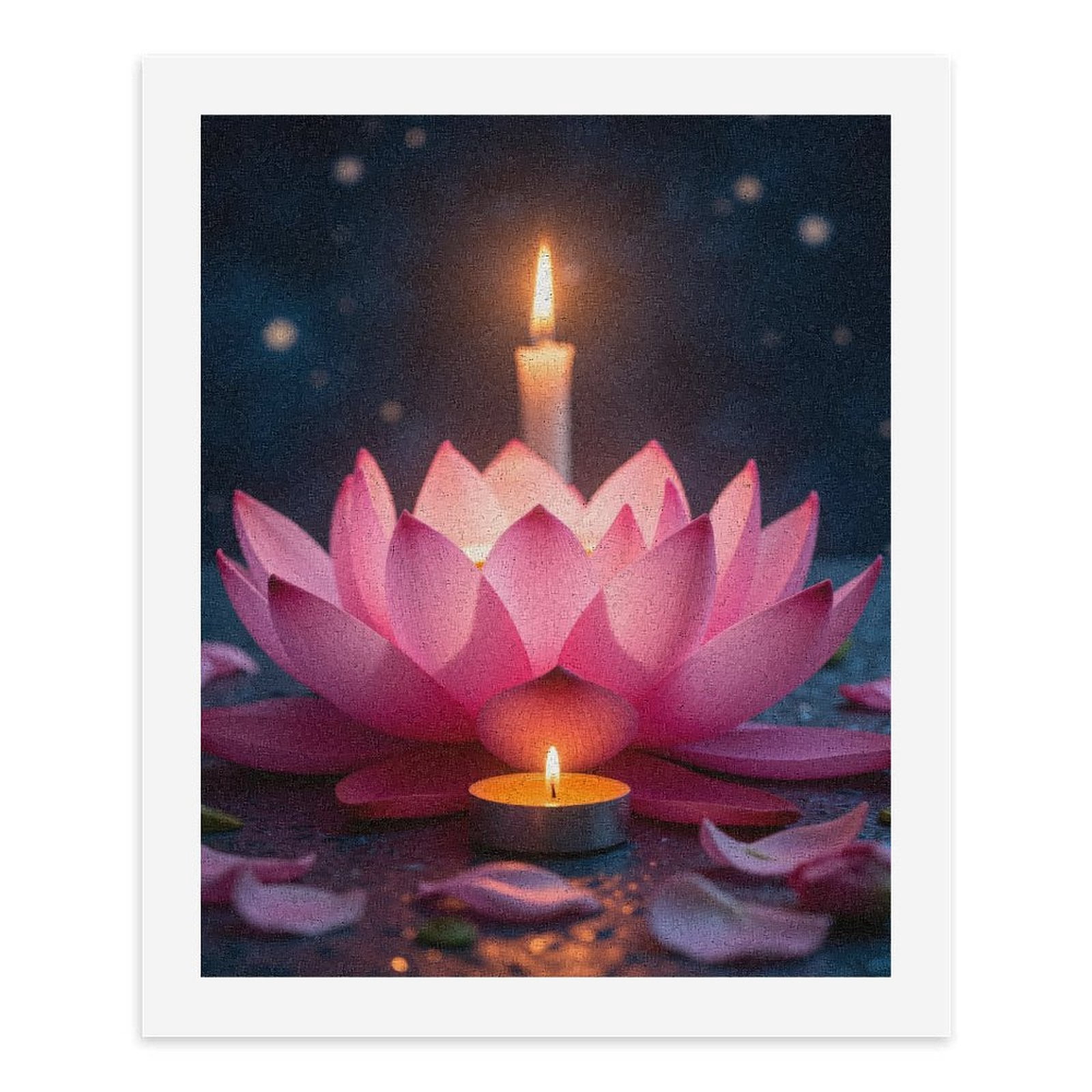 Paint By Numbers Kit for Adults Beginner - DIY Pink Lotus Candle Night Glow Canvas Painting Kits for Adults, Frameless Paint By Number for Adults for Home Wall Decor 16x20 Inch