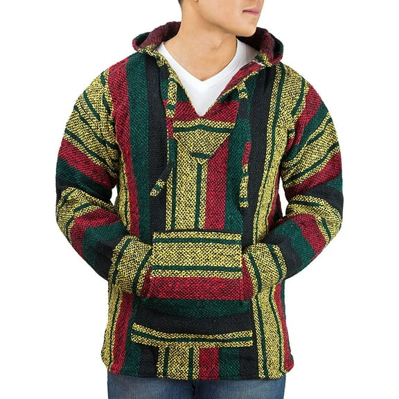 Mexican Baja Hoodie Sweater Jerga Pullover Rastra Large