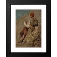 thumbnail image 2 of Franz von Lenbach 11x14 Black Modern Framed Museum Art Print Titled - Two Peasant Boys on a Slope (1859), 2 of 5