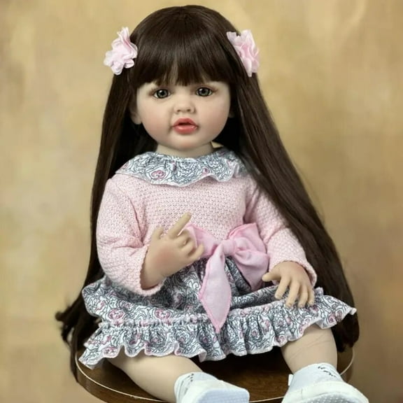 22 inch Realistic Reborn Baby Dolls, Lifelike Newborn Adorable Girl, Full Vinyl Body, Gift Feeding Set & Gift Box, Safe Toy for Kids 3 / Companionship Doll