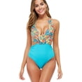 thumbnail image 1 of Traje de baño de una pieza para mujer, cuello en V, control de barriga, espalda cruzada, traje de baño vintage, trajes de baño, azul, S Feliz Sencillez, 1 of 5