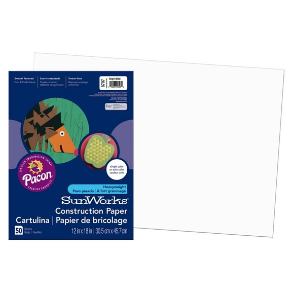 Construction Paper, 58lb, 12 X 18, Bright White, 50/pack | Bundle of 5