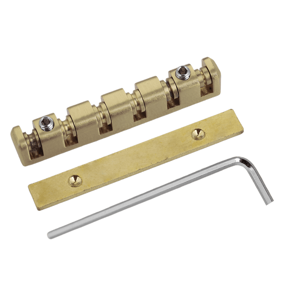 LOOKSEVEN 6-String Electric Guitar Brass Nut, Adjustable Roller Nut with Mounting Plate & Allen Wrench, Guitar Replacement Parts
