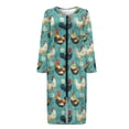 thumbnail image 3 of Yuyamidu Chicken Long Bath Robe Loose Robes Nightgowns for Women Size S Cock Long Sleeve Zippered Bathrobes Ladies Pajama House Coat Casual Louge Wear Robe, Blue, 3 of 7