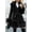 Black, variant on Women's Wool Pea Coat Belted Faux Fur Trim Warm Winter Outerwear