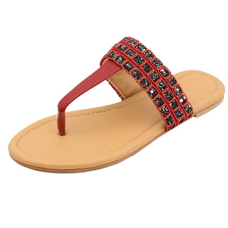 

GWAABD Slippers Women s Open Toe Breathable Beach Sandals Rome Slip-On Flat Flip Flops Shoes