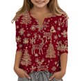 thumbnail image 1 of Blusas informales con cuello en V y mangas 3/4 para niños y niñas de 3 a 14 años, 1 of 6