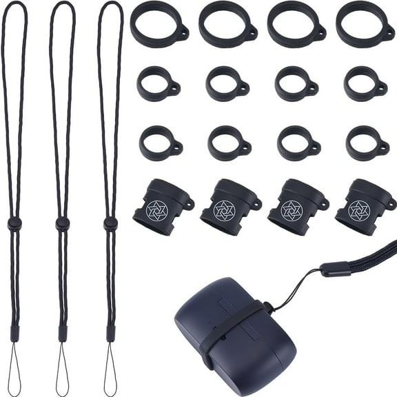 23Pcs Anti-Lost Lanyard Set with 20Pcs 13-20mm Anti-Lost Silicone Rings Soft Pen Protective Holder Necklace Lanyards Strap Pendant 3Pcs Adjustable Hanging Lanyards Replacement Multipurpose DIY