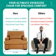 thumbnail image 5 of Naomi Home Siggy Genuine Leather Accent Chair - Luxurious Comfort, Goose Feather Cushion Filling, Square Arm Design, Sturdy Block Legs, Elegant Tan - Ideal for Living Room, Office, or Bedroom, 5 of 11