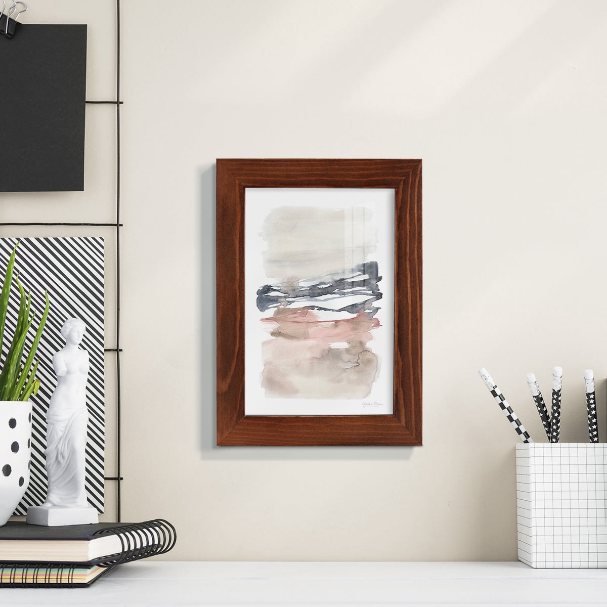 Tiered Horizon Line I -Framed Print w/glass-Chestnut