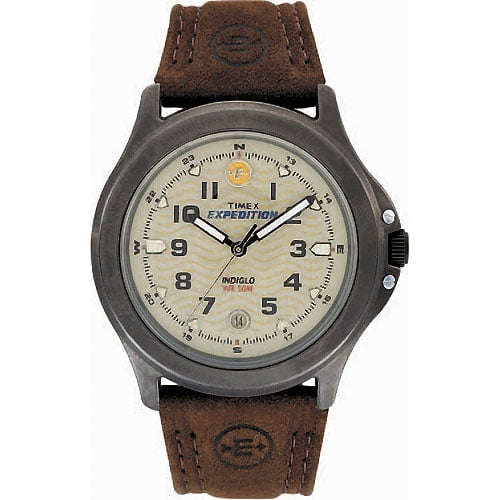 Timex Men's Expedition Metal Field Watch, Brown Leather Strap by Timex