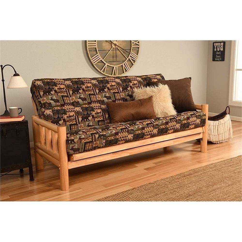 Full-size Futon Mattress in Brown Peter's Cabin Print-Frame Not Included