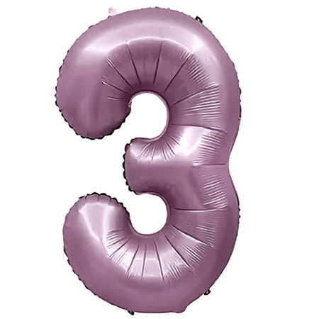32 inch Number 3 - Metal Balloons - Purple Lilac Foil Mylar Balloon - Party Supplies Decorations