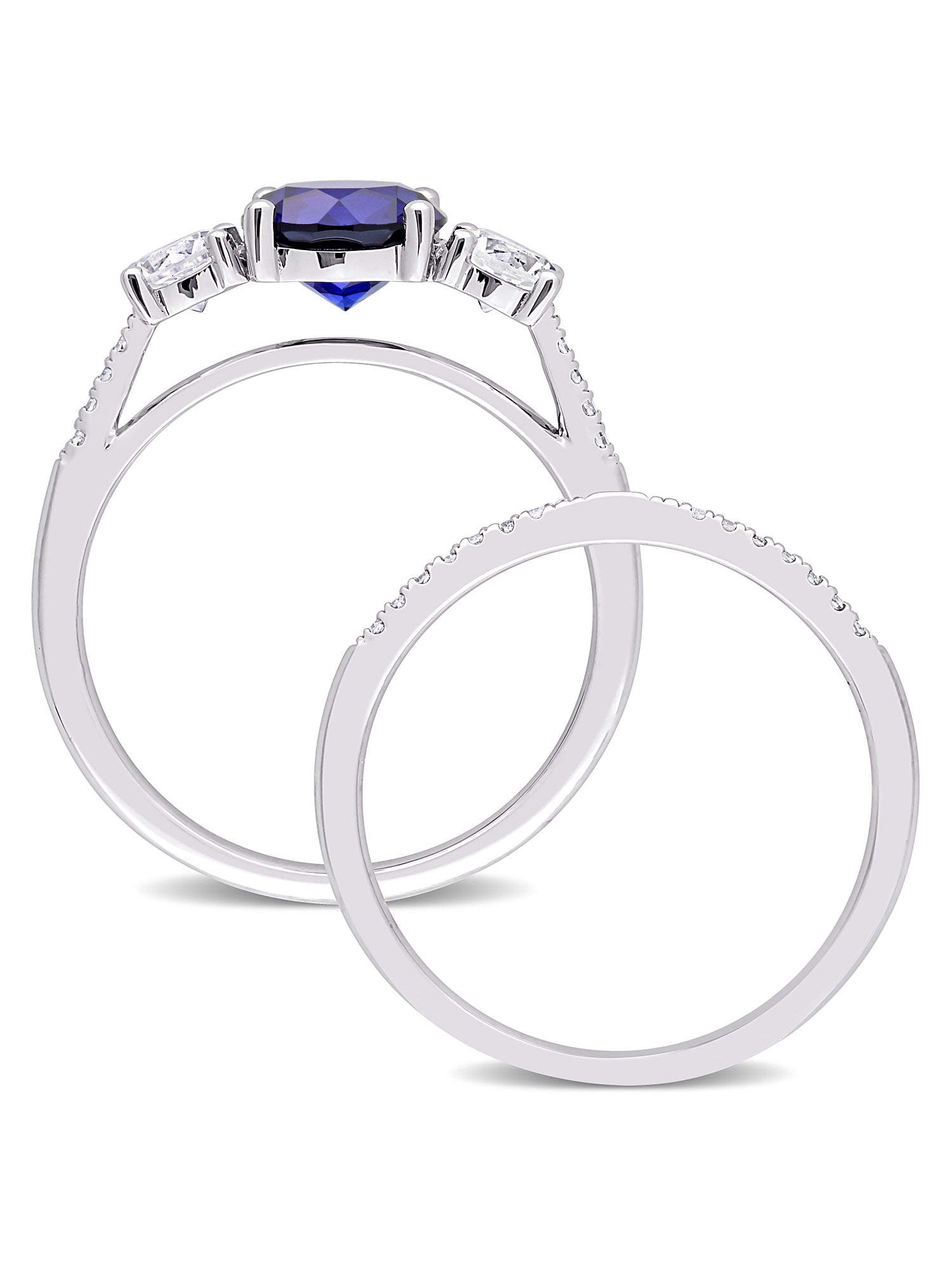 Everly Women's Created Sapphire 10k White Gold Bridal Set