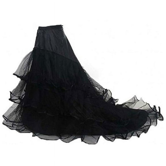 3-layer Yarn 2-hoops Bride Wedding Dress Long Trailing Skirt Petticoat Elastic f