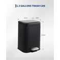 thumbnail image 2 of 1.3 Gallon Stainless Steel Step Trash Can with Soft-Close Lid, Removable Inner Bucket for Kitchen & Office - Black, 2 of 8