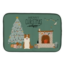Red White Border Collie Christmas Everyone Dish Drying Mat
