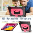 thumbnail image 4 of For iPad 10.2 Case 2021/2020/2019, iPad 9th/ 8th/ 7th Generation Case with Pencil Holder, Kickstand with Elastic Wrist Hand Strap Shoulder Strap Rugged Shockproof Cover, Black+Rose, 4 of 6