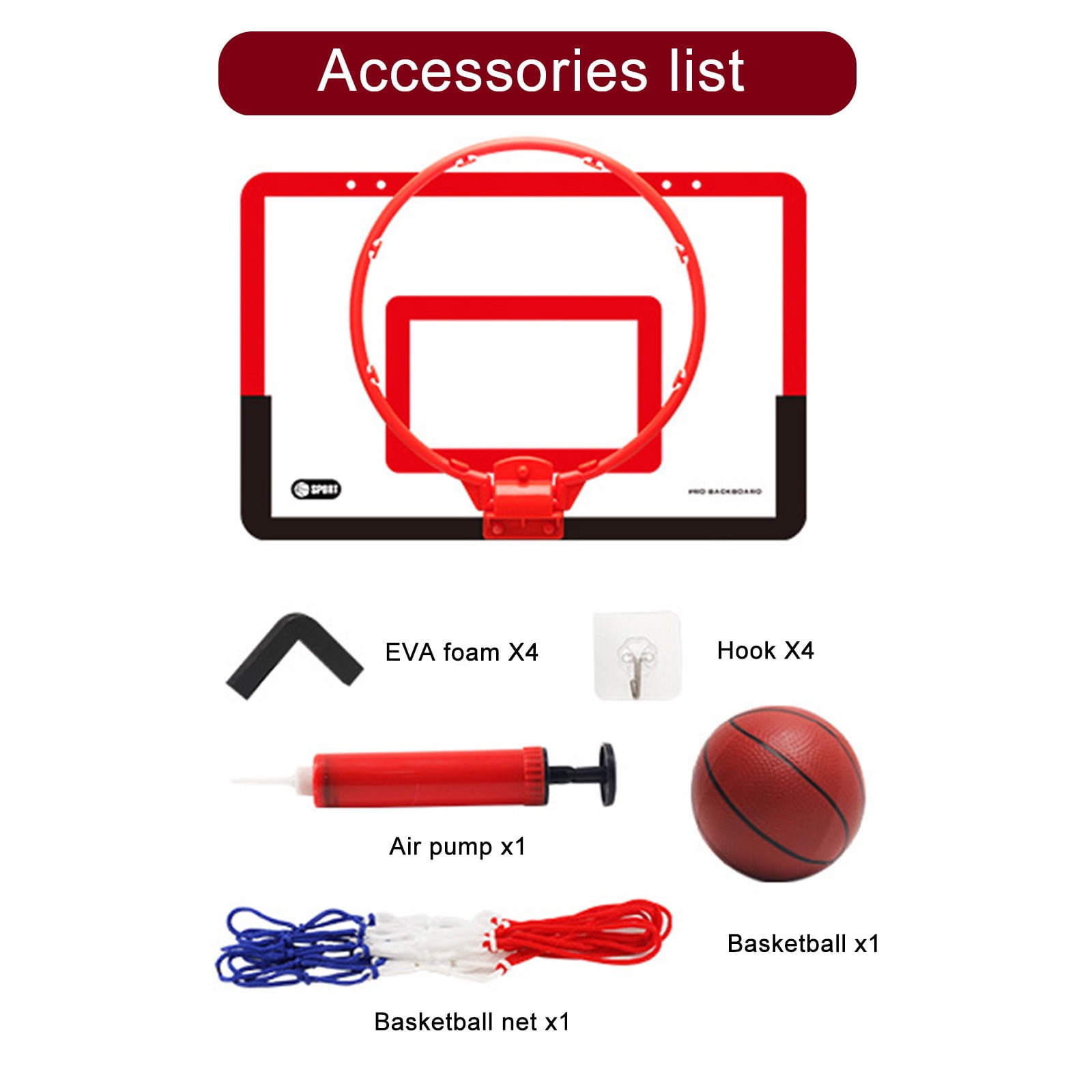 Unisub White Hardboard Mini Basketball Hoop - 7.5 x 9