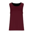 thumbnail image 6 of CaComMARK PI Womens Tank Tops Summer Plus Size T Shirts Sleeveless Solid Color Round Neck Casual Loose Tunic Blouses Wine 14(3XL), 6 of 8