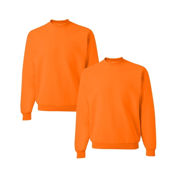 JERZEES NuBlend Men's High Visibility Safety Sweatshirt Crewneck Fleece, Hi-Vis Orange, 2 Pack, S