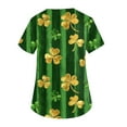 thumbnail image 2 of Under Scrub Tops for Women Irish Shamrock Printed V Neck Breathable Workwear Shirt Short Sleeve Professionals Soft Stretch St. Patrick's Day T-Shirts with Pockets yellow XX-Large, 2 of 3