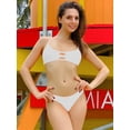 thumbnail image 3 of RELLECIGA Women's White Strappy Longline Triangle Bikini Top Size Large, 3 of 9