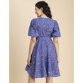 thumbnail image 4 of Moomaya Short Sleeves V Neck Cotton Dress - Women's Stylish Fit And Flare Dress, 4 of 9