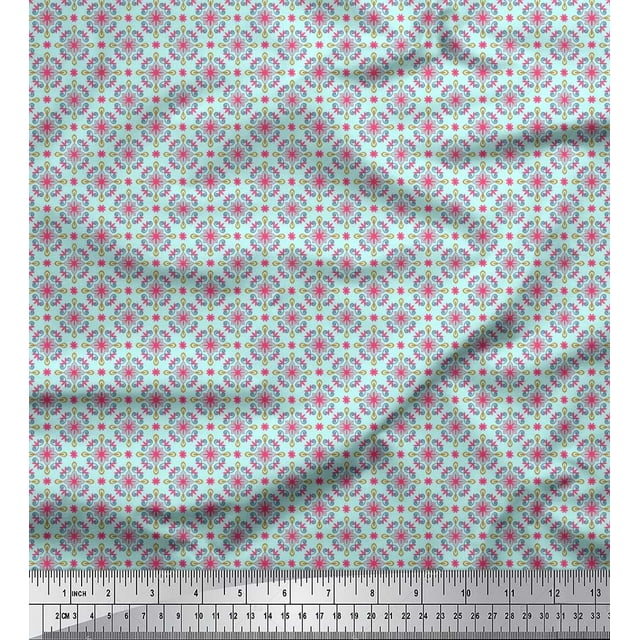 Soimoi Crepe Silk Fabric Floral Small Print Fabric by The Yard 42 Inch Wide