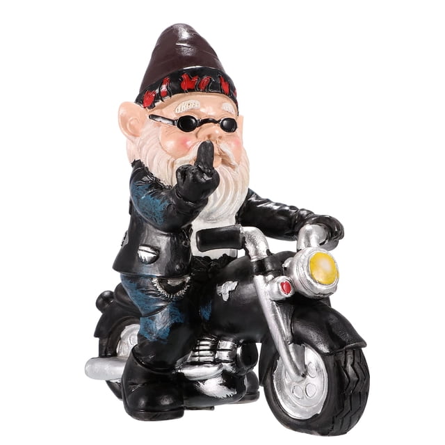 Figura decorativa de gnomo, estatua de resina para jardín, Dwarf Ride Mot
