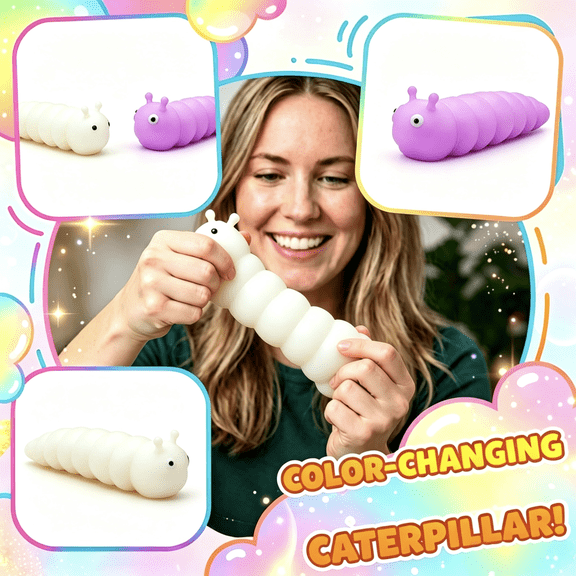 Silicone Caterpillar Squeeze Light Toys, Night Light for Student Nursery, Rechargeable Night Light, Soft Light Lamp, Cute 6X2X2 Inch Color Changing Slow Rebound Relaxation Toys