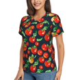 thumbnail image 5 of Yiaed Tomatoes Print Women's T Shirt V-Neck Short Sleeve Shirt Casual Breathable Tee Summer Tops-3X-Large, 5 of 5