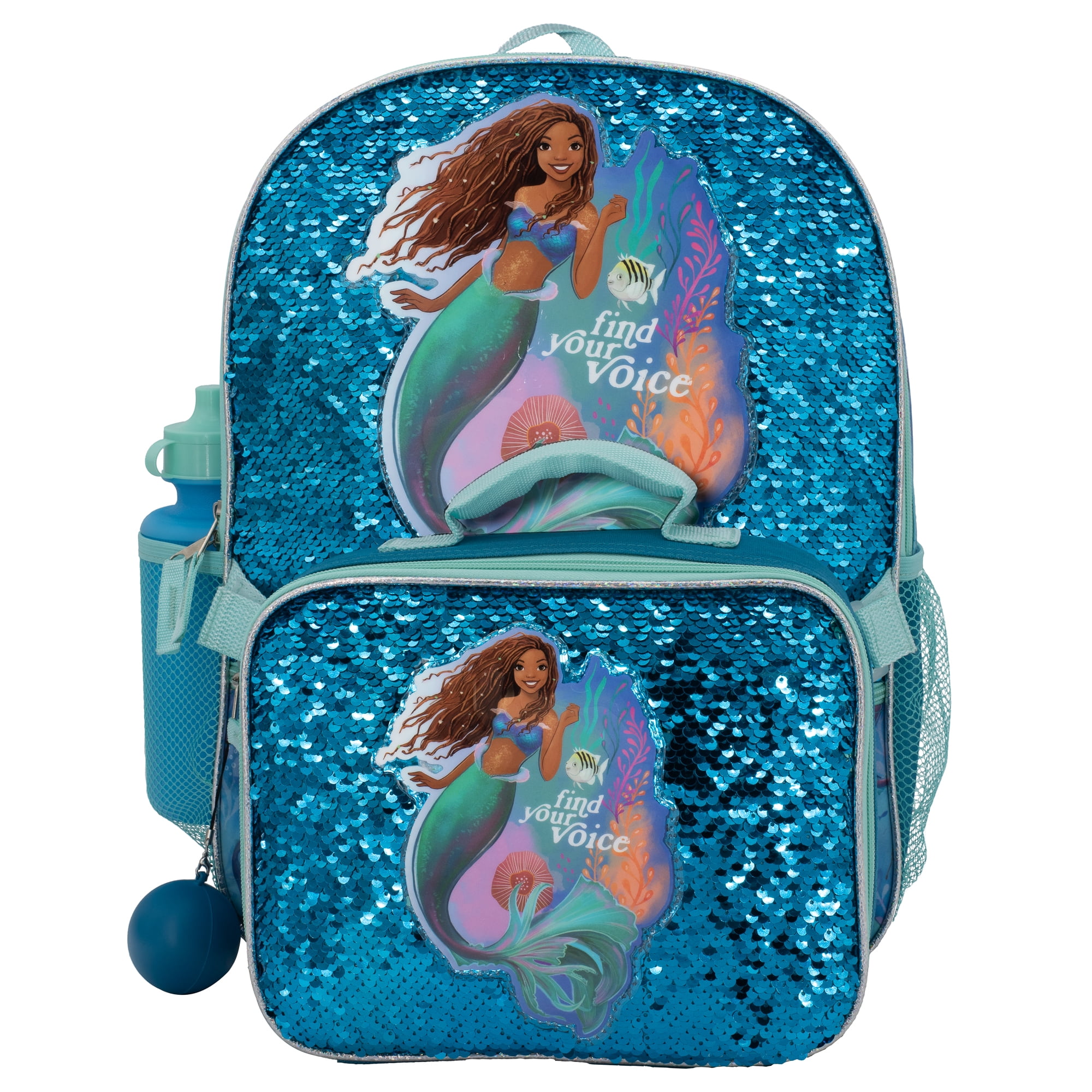 Disney The Little Mermaid Movie Piece Backpack Set, Flip Sequin