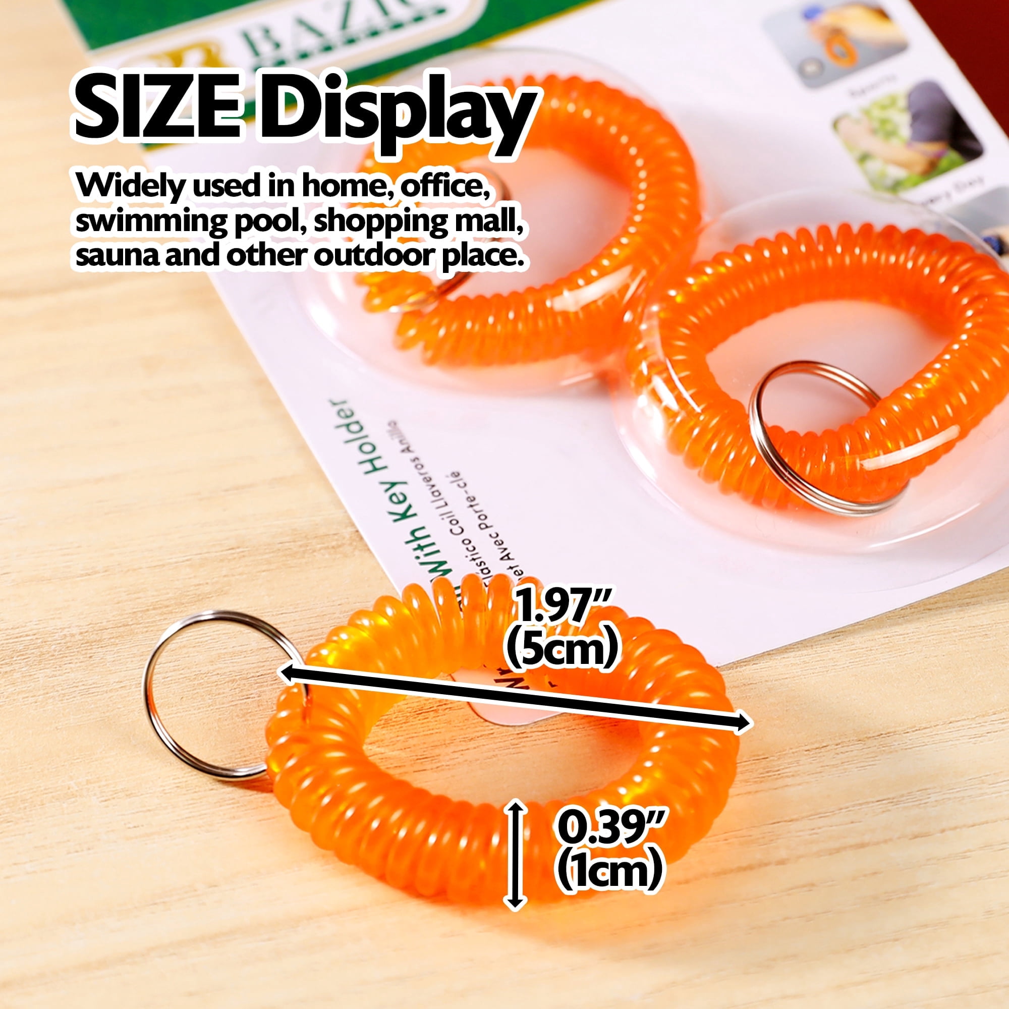 BAZIC Wrist Coil Wrist Key Chain, Wrist Band Key Ring (2/Pack), 24-Packs