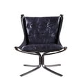 thumbnail image 2 of Accent Chair, Leather Recliner Chair with Button Decoration, Living Room Chair in Vintage Blue Top Grain Leather, Metal Frame Support, 30"L x 29"D x 33"H, 2 of 5