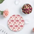 thumbnail image 4 of FMSHPON Pink Flower Blooming Chrysanthemum Set of 8 Round Coaster for Drinks, Absorbent Ceramic Stone Coasters Cup Mat with Cork Base for Home Kitchen Room Coffee Table Bar Decor, 4 of 6