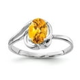 thumbnail image 1 of Solid 14k White Gold 7x5mm Oval Citrine Yellow November Gemstone Checker Engagement Ring Size 6, 1 of 2