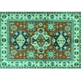 thumbnail image 1 of Ahgly Company Machine Washable Indoor Rectangle Persian Turquoise Blue Traditional Area Rugs, 5' x 8', 1 of 4
