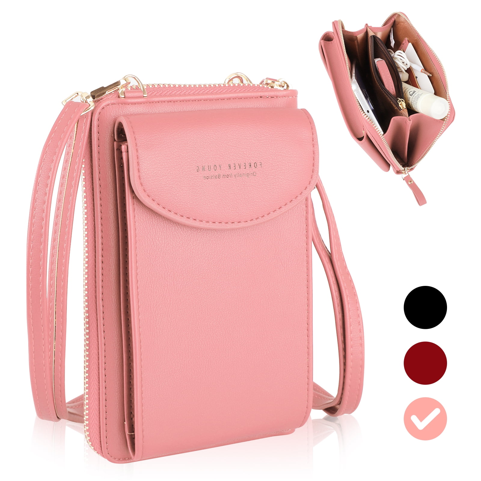 Woman Synthetic Leather Mini Messenger CrossBody Mobile phone holder Metal Chain