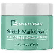 M3 Naturals Stretch Mark Cream Infused with Collagen and Stem Cells – Prevent, Fade and Reduce the Appearance of Stretch Marks and Scars – With Vitamin E, Green Tea Extract, and Raspberry Ketones 2 oz