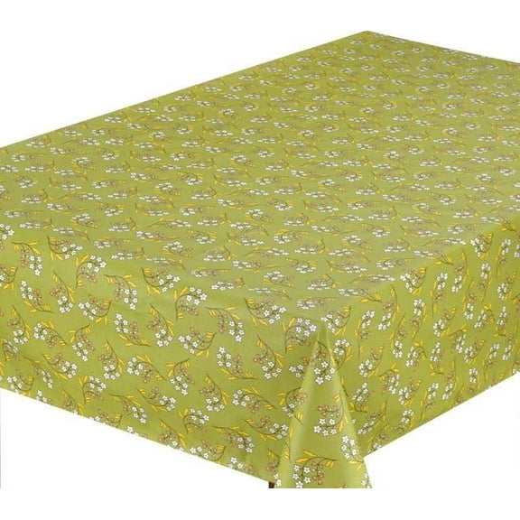 Le Cluny Petite Fleur Green Coated Cotton Tablecloth 60”x 96”