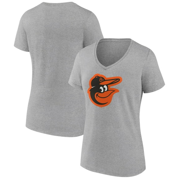 Women's Gray Baltimore Orioles Official Logo V-Neck T-Shirt