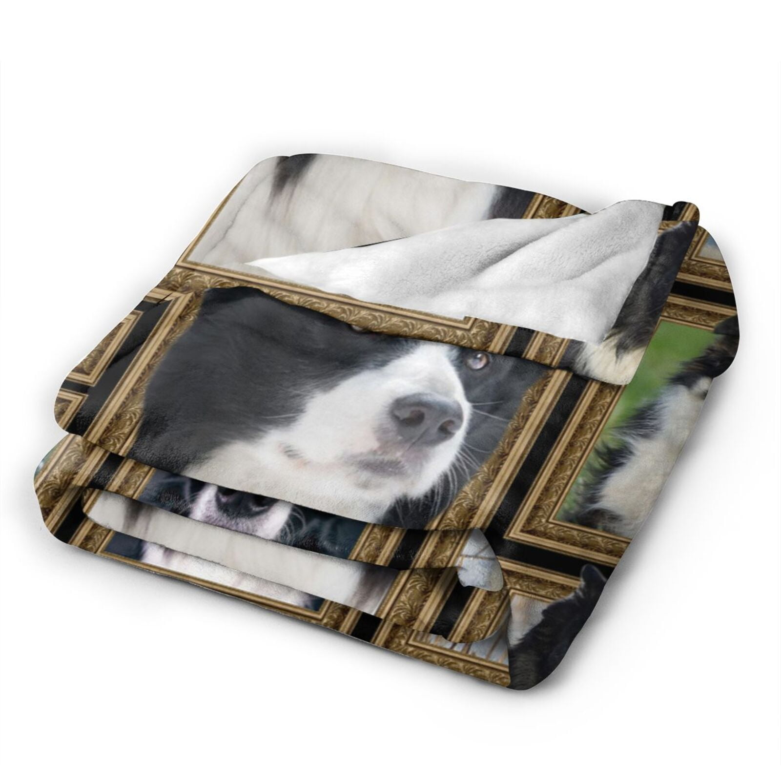 Wijzvio Border Collie Throw Blanket Soft Fuzzy Fleece Blanket For Couch Bed Living Room Decoration 60"X50"