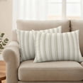 thumbnail image 2 of Sage Green Striped Outdoor Waterproof Pillow Covers, Modern Farmhouse Green Stripes Decorative Rectangle Throw Pillowcase Sofa Cushion Sham for Patio/Couch/Chair, 20"x12" 2 Pack, 2 of 8