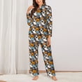 thumbnail image 2 of Yiaed Happy Halloween2 Print Pajamas Women's Long Sleeve Sleepwear Soft Button Down Loungewear Pjs Lounge Set Nightwear Womens Pajama Pants-Large, 2 of 7
