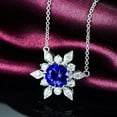 thumbnail image 2 of Sapphire Moissanite Sparkling Flower Pendant Necklace for Women, 925 Sterling Silver, Perfect Anniversary Wedding Jewelry Gift for Mom and Wife, 2 of 6