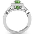 thumbnail image 3 of Three Stone Peridot Diamond Peekaboo Halo Engagement Ring In 14k White Gold, 3 of 6